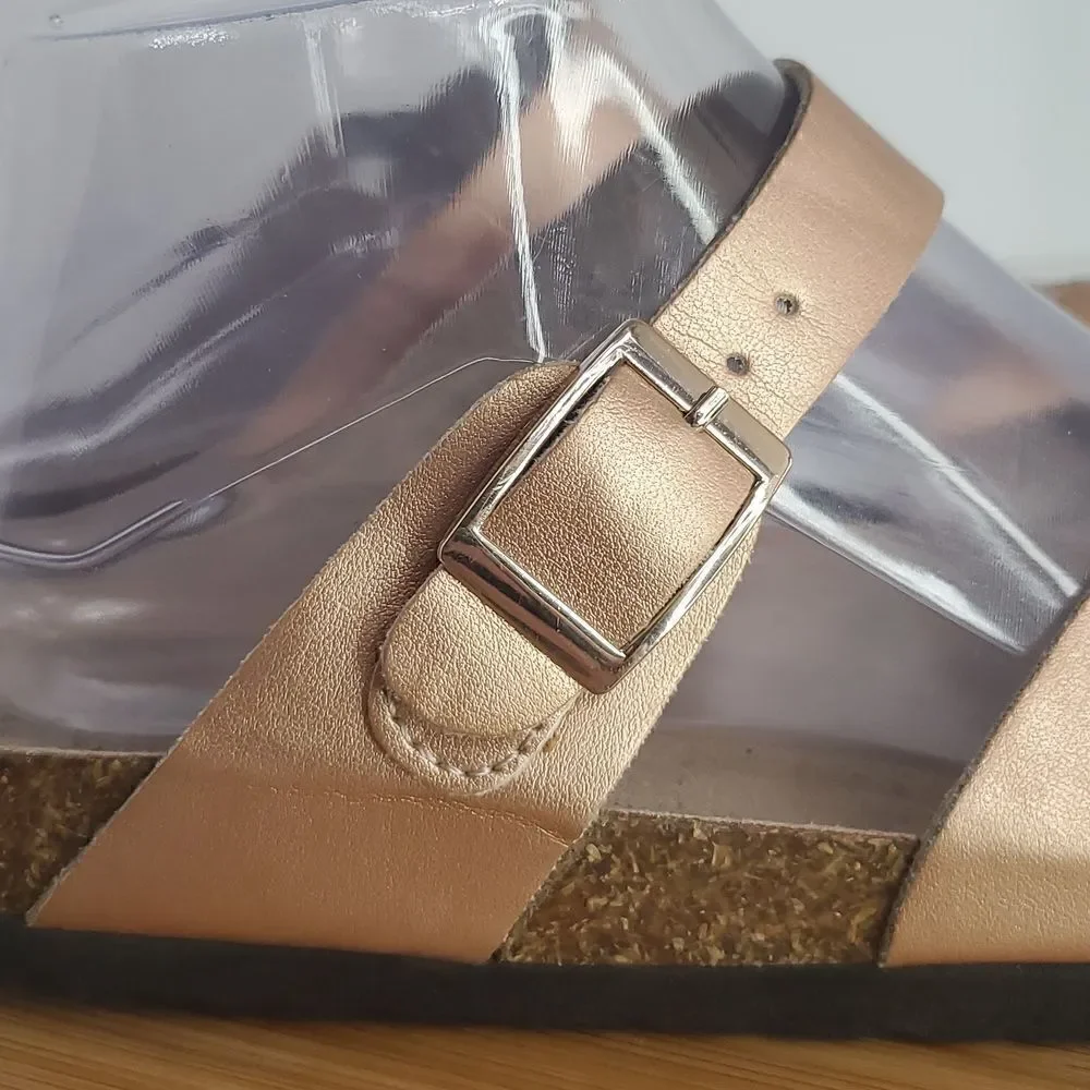 CLIFFS by White Mountain Calis Women's Size 7.5 Rose Gold Slip On Buckle Sandals